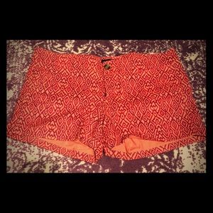 AE Red Patterned Midi Shorts